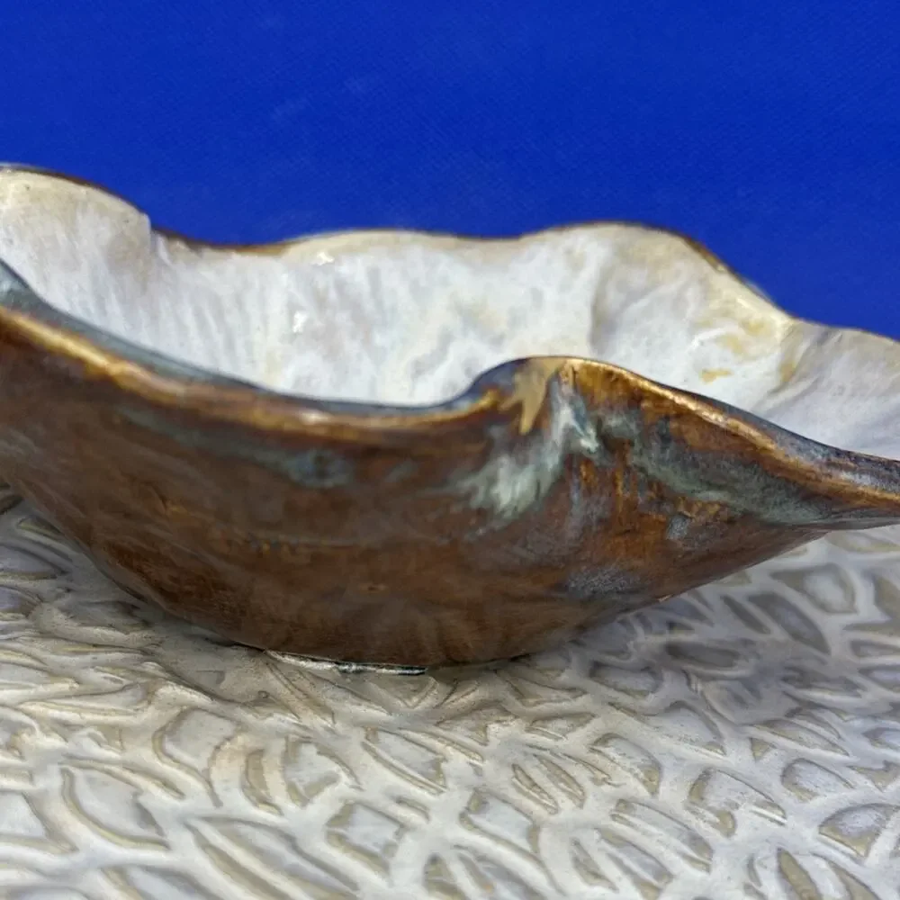 Studio Art Pottery Chip & Dip Platter Centerpiece Stoneware Artist Marked Harris